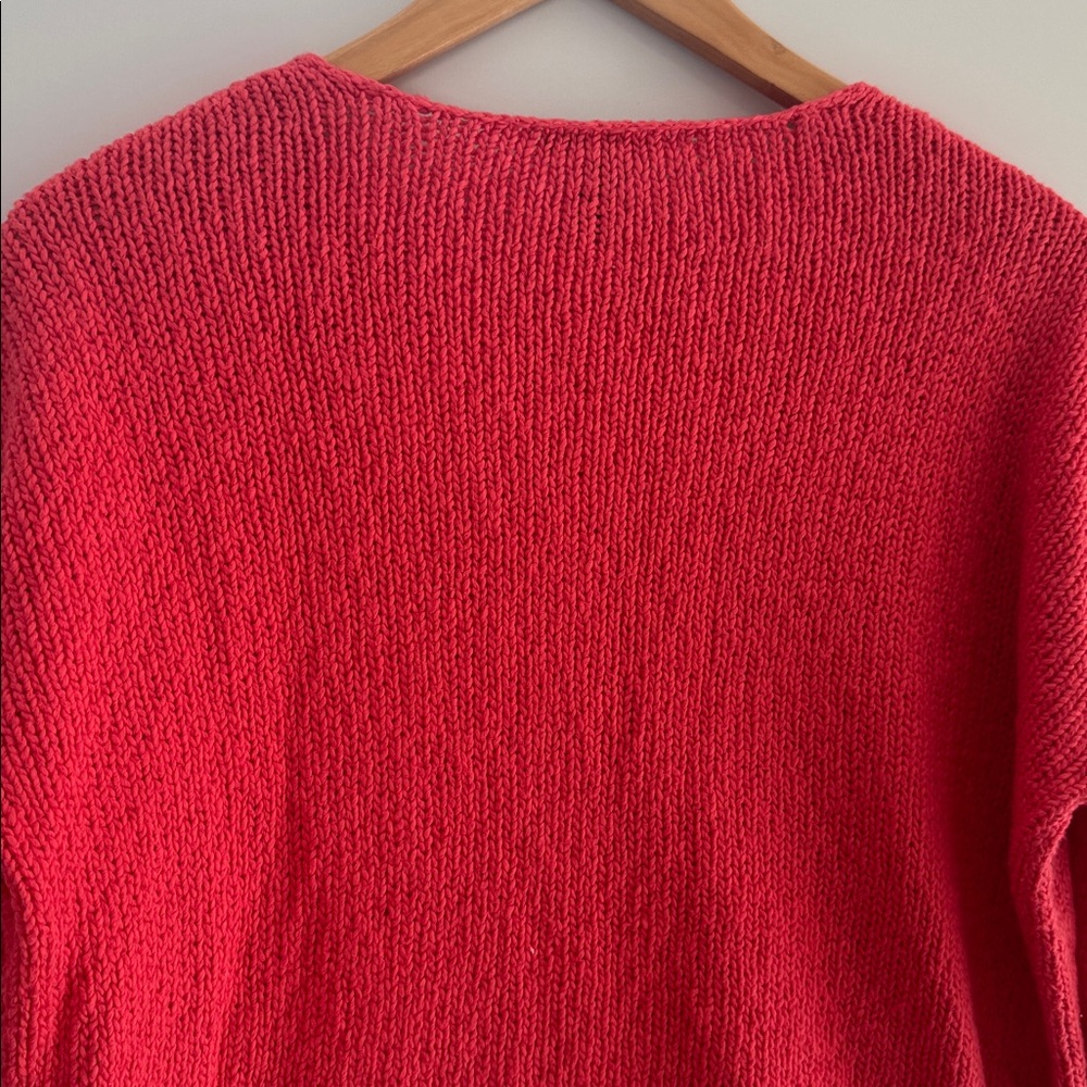 Eileen Fisher Sweater Womens Small Organic Cotton Knit Coral Long Sleeve - Picture 9 of 12